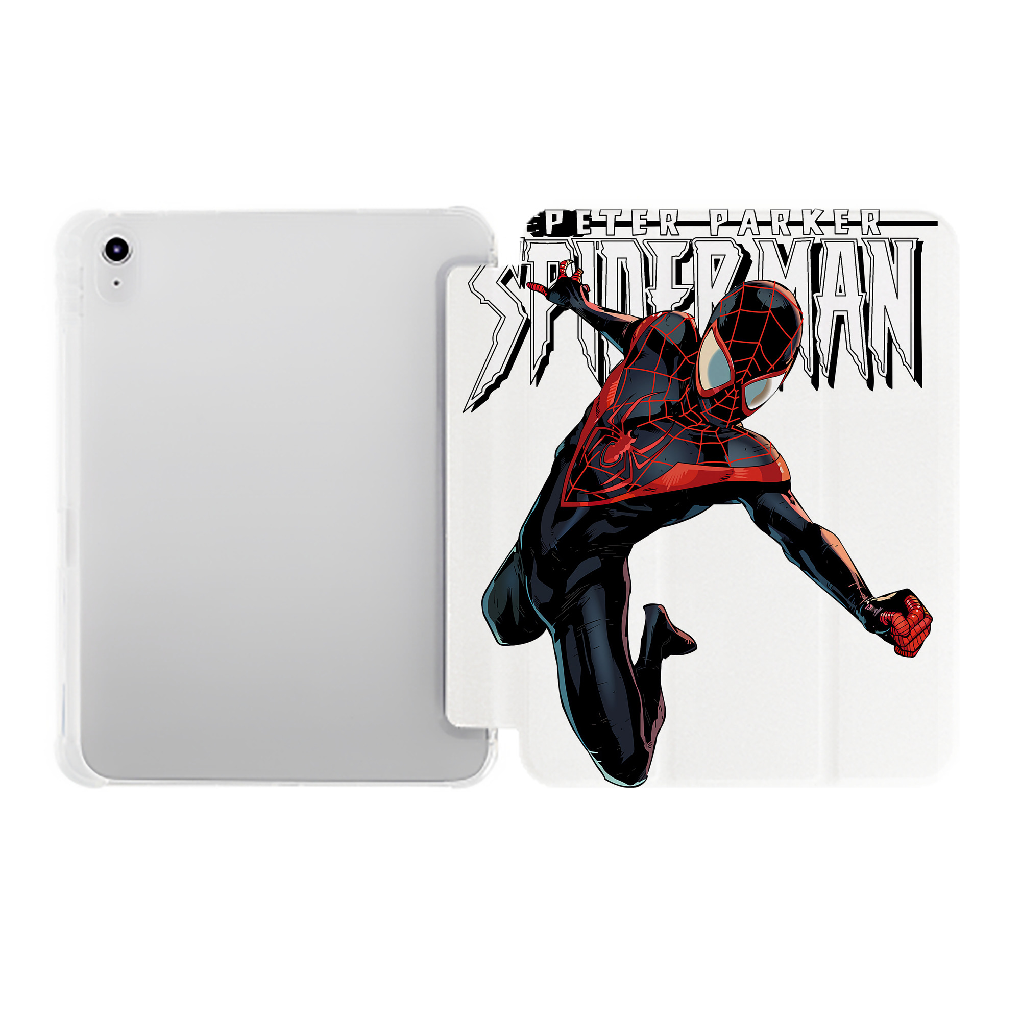 （画像用） Spider Man スパイダーマン IPad ケース ペン収納付き 三つ折りスタンド PUレザー×シリコン 対応機種9.5/10.5/10.9インチ